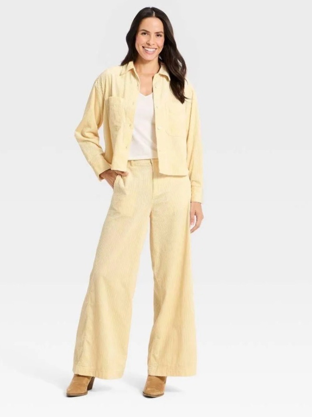 Brand new Universal Thread Wide-Leg Corduroy Pants in cream - Picture 3 of 9
